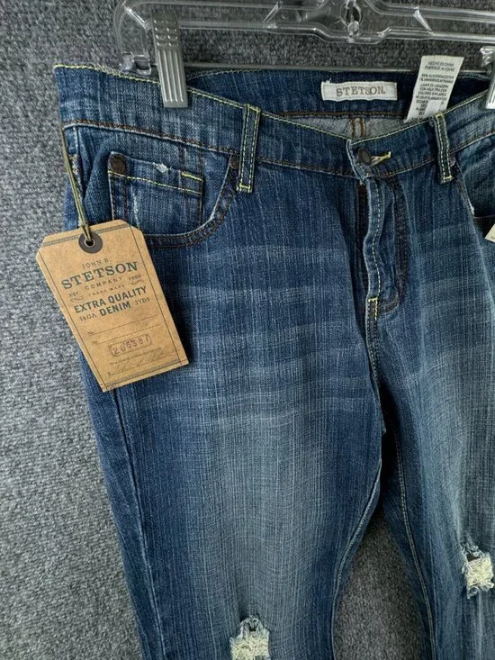 NWT Stetson Women Blue Cotton Blend 816 Fit Cropped Jeans Size 12 ACTL 34x28 - Picture 2 of 16